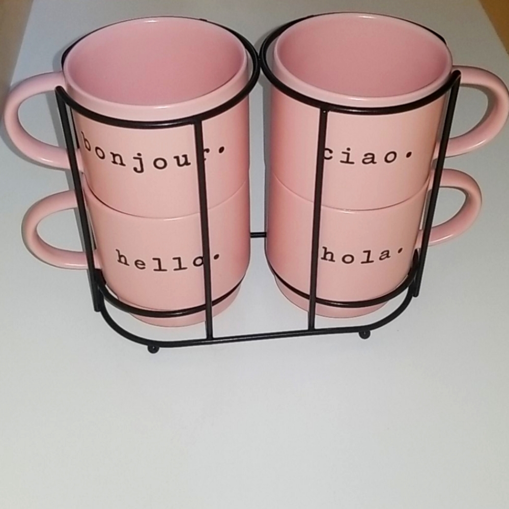 NEW Pink Coffee Cup Set